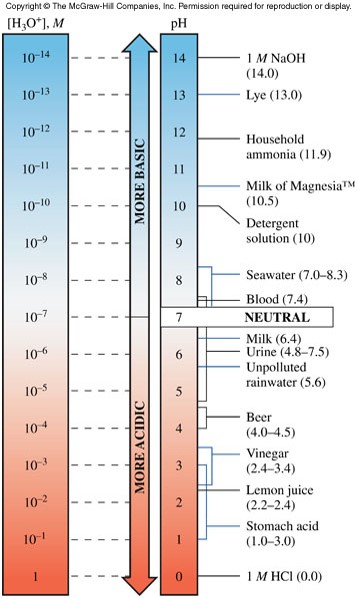 An imagine comparing the pH scale to the concentration of hydronium ions.