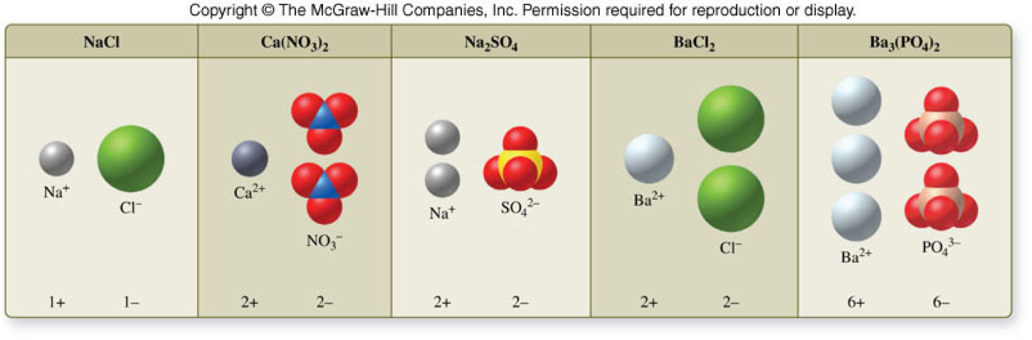 An example of various ionic compounds.