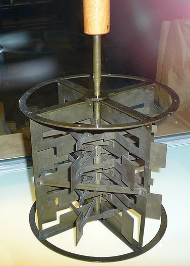 Joule's apparatus consisted of fan blades attached to a center rod which could be rotated.